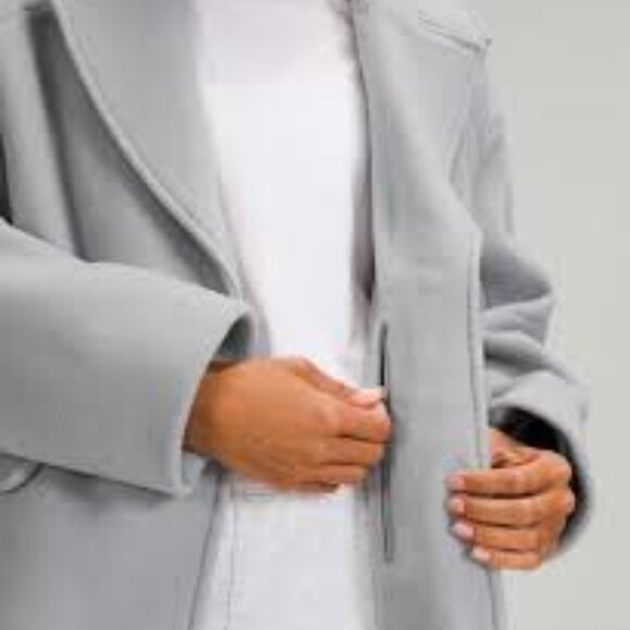 Lululemon Wool Long Coat in Light Grey Women’s Size 10 - Picture 5 of 5